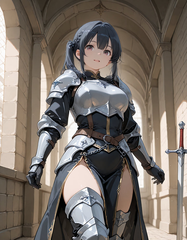SDXL コスプレプロンプト：銀装のファンタジーナイト