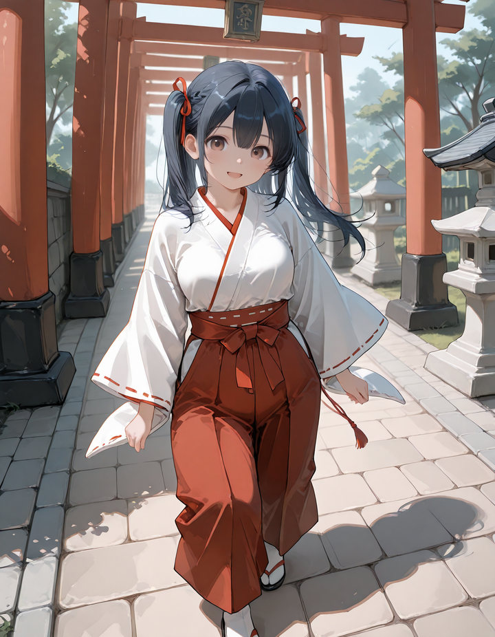 SDXL コスプレプロンプト：巫女