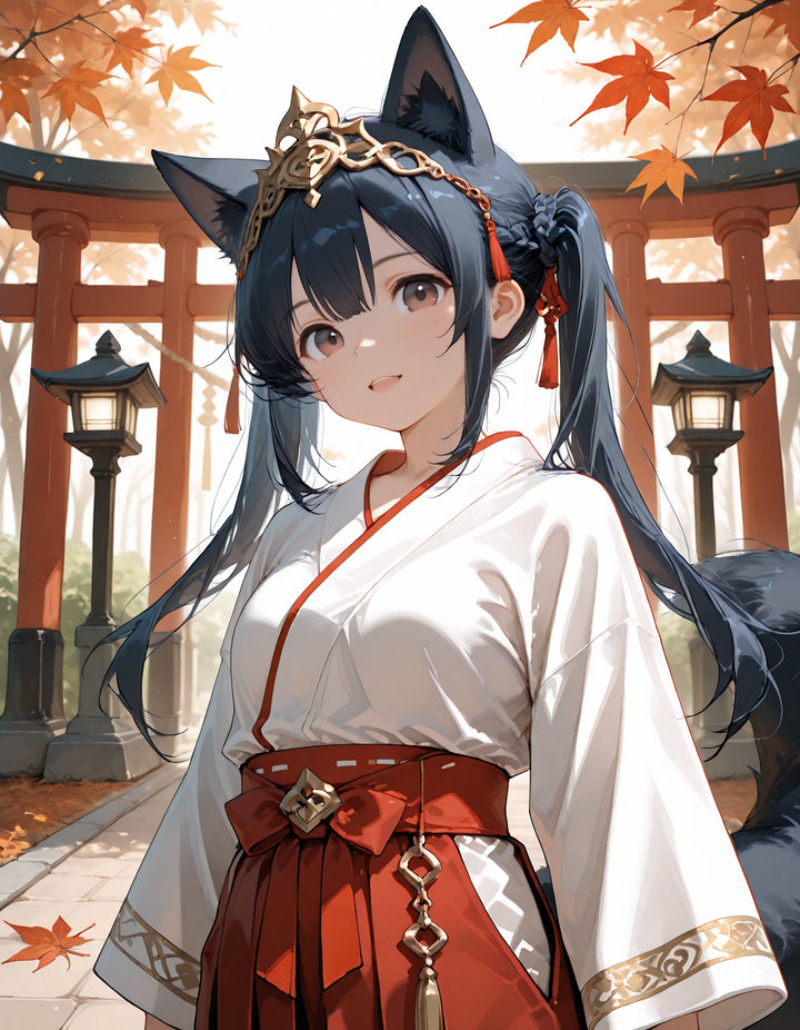 SDXL コスプレプロンプト：狐の巫女